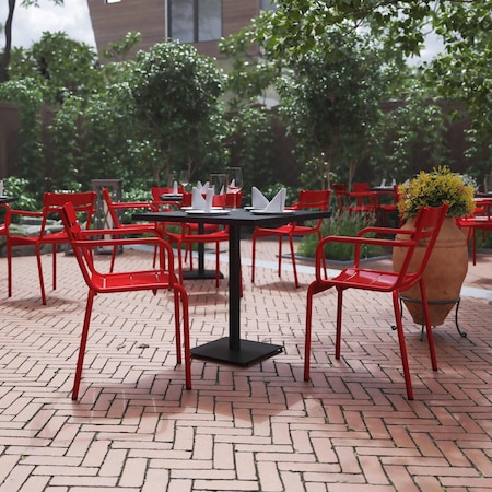 Flash Furniture Red All-Weather Steel Dining Chair, 2PK 2-XU-CH-10318-ARM-RED-GG